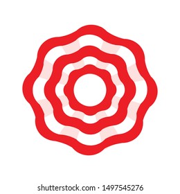 Badge with ribbons, rosette, Peruvian flag, vector illustration
