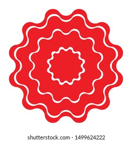 Badge with ribbons, rosette, Peruvian flag, vector illustration