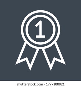 Badge with Ribbons Thin Line Vector Icon. Flat icon isolated on the black background. Editable EPS file. Vector illustration.