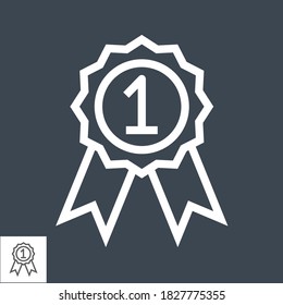 Badge with Ribbons Thin Line Vector Icon. Flat icon isolated on the black background. Editable EPS file. Vector illustration.