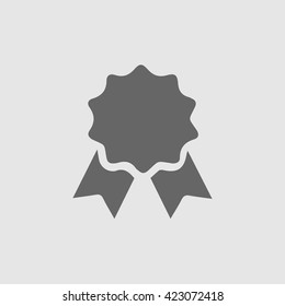 Badge with ribbons vector.  Certificate vector icon. Certification stamp icon. Isolated vector illustration.
