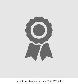 Badge With Ribbons Vector.  Certificate Vector Icon. Certification Stamp Icon. Isolated Vector Illustration.