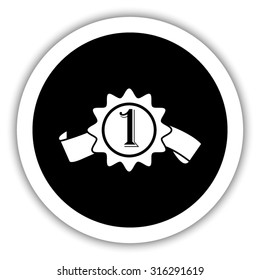 badge with ribbons  - vector icon