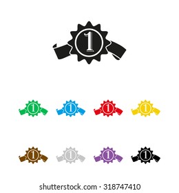 badge with ribbons  - vector icon