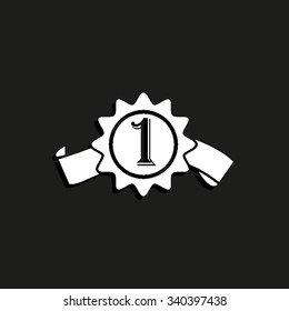 badge with ribbons - vector icon