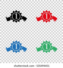 badge with ribbons  - vector icon