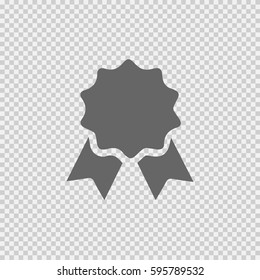 Badge with ribbons vector icon eps 10. Certificate. Certification stamp on transparent background.