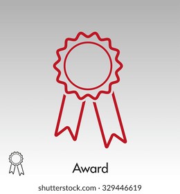Badge with ribbons. Vector icon. Flat design style