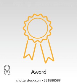 Badge with ribbons. Vector icon. Flat design style