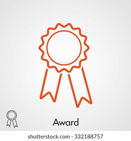 Badge with ribbons. Vector icon. Flat design style