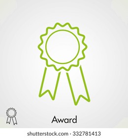 Badge with ribbons. Vector icon. Flat design style