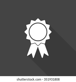 badge with ribbons vector icon with long shadow