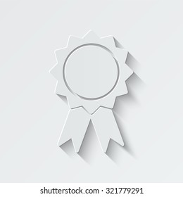 badge with ribbons vector icon - paper illustration