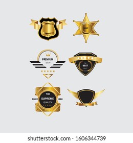Badge and Ribbons Vector Template Design