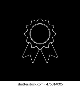 badge with ribbons  - white vector icon