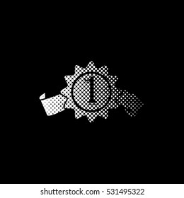 badge with ribbons - white vector icon ; halftone illustration