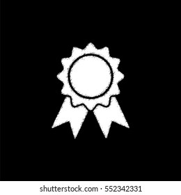 badge with ribbons -  white vector icon