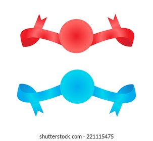 Badge with ribbon.Vector illustration.