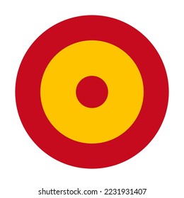 Badge roundel Spain Air force flag vector illustration isolated. Proud military symbol of Spain. National coat of arms of soldier troops. Patriotic air plane emblem. Circle Spanish air force ribbon.