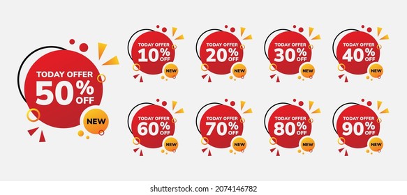 Gradiente de vectores de venta de insignia de hasta 10 a 90