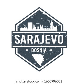 Badge of Sarajevo Bosnia. Travel Stamp Icon. Skyline City Design. Tourism Souvenir Vector.