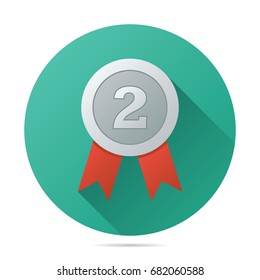 badge second place award icon, vector flat style, for reward, medal, winner, prize illustration
