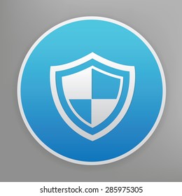 Badge security design icon on blue button,clean vector