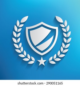 Badge security symbol on blue background,clean vector