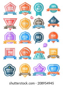 Badge set colour. For guaranteed, black ribbon, high quality, tag and banner. Can use for promote product or service.