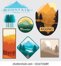 Badge set mountain vector