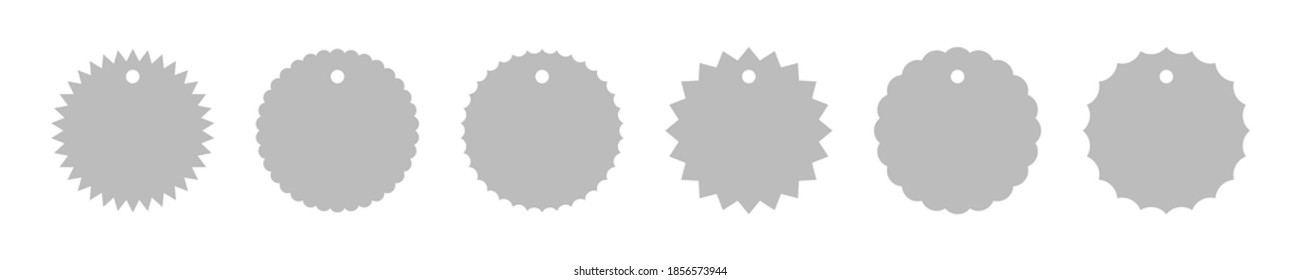 Badge Set in einfacher Burstform, einzelne grafische Vektorgrafik-Abzeichen preisgekrönte Labelsammlung.
