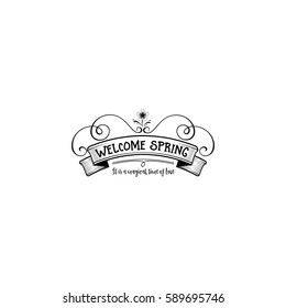 Badge set for small businesses - Spring. The pattern printing plate handmade works written by hand font. It can be used in a corporate style, prints, for your design