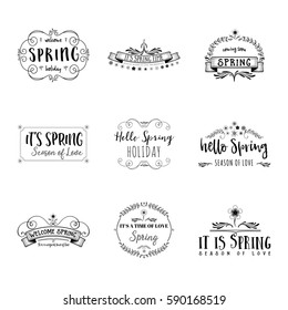 Badge set for small businesses - Spring. The pattern printing plate handmade works written by hand font. It can be used in a corporate style, prints, for your design