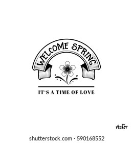 Badge set for small businesses - Spring. The pattern printing plate handmade works written by hand font. It can be used in a corporate style, prints, for your design