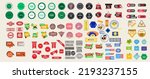 Badge set symbol element design icon and label quality emblem. Sticker premium business banner vector illustration. Guarantee seal stamp and insignia award. Sale frame product collection and commerce