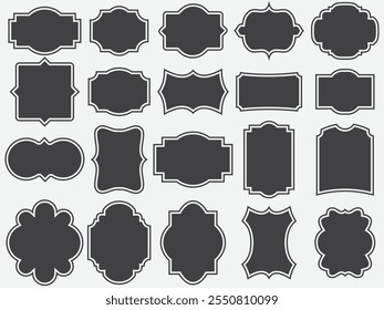 Badge shape vector military shield silhouettes. Security, football patches isolated on white background. Illustration shield shape protection, black security and football badge