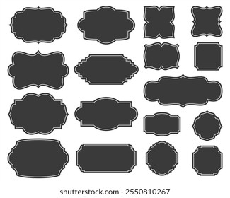 Badge shape vector military shield silhouettes. Security, football patches isolated on white background. Illustration shield shape protection, black security and football badge.