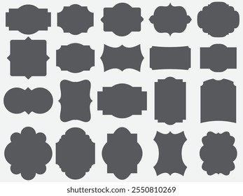 Badge shape vector military shield silhouettes. Security, football patches isolated on white background. Illustration shield shape protection, black security and football badge.