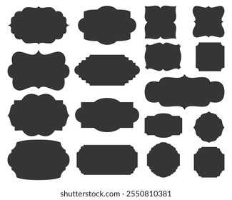 Badge shape vector military shield silhouettes. Security, football patches isolated on white background. Illustration shield shape protection, black security and football badge.