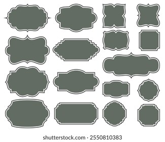 Badge shape vector military shield silhouettes. Security, football patches isolated on white background. Illustration shield shape protection, black security and football badge.