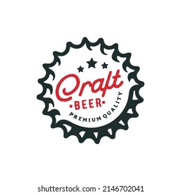 Badge Shaped Beer Bottle Cap With CRAFT BEER Text And Asterisk Vector Illustration