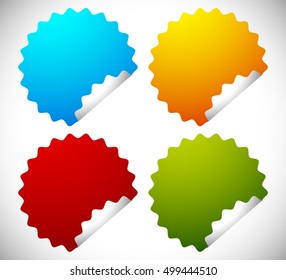 Badge shapes in 4 bright colors
