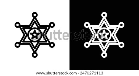 Badge Sheriff graphics. Retro vintage sheriff star vector. Western cowboy officer 6 point badge symbol.