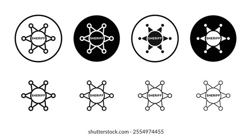 Badge Sheriff icon Black and white outline vector