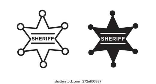 Badge Sheriff icon flat simple icon. Liner version - stock vector.