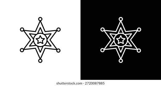 Badge Sheriff ícone linear vetor ícone. Linhas de traçado editáveis.