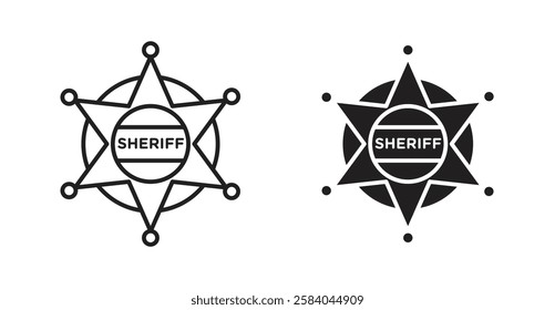 Badge Sheriff icon set in thin line. vector illustrations for web