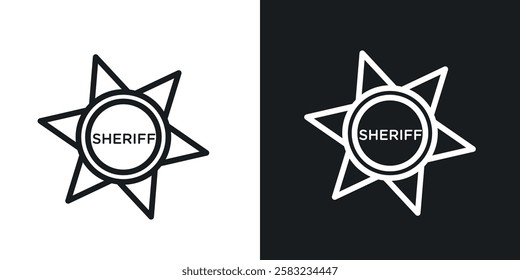 Badge Sheriff icons in black and white liner strokes for web design.