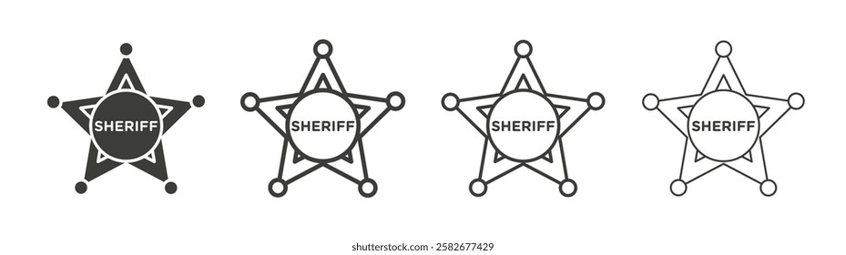 Badge Sheriff icons set vectors graphic designs