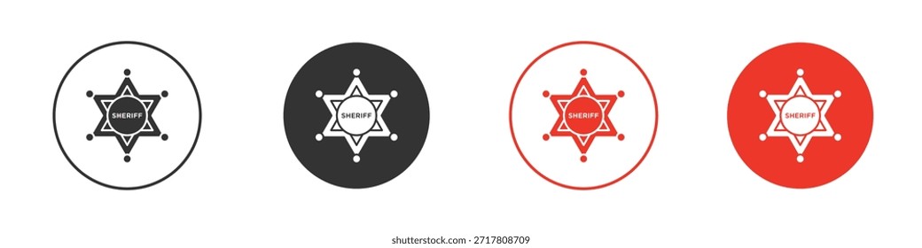 Badge Sheriff ícones simples plana silhueta vetor ilustração